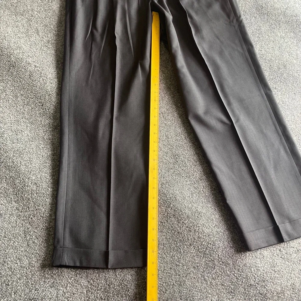 Perry Ellis Mens 36x30 Classic Fit Pleated Cuffed Dress Pants Charcoal Gray